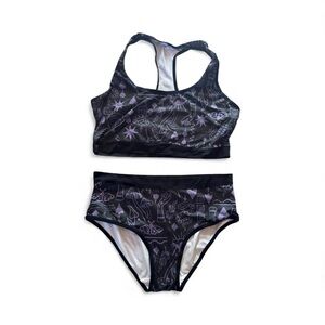 ROMWE Black and Purple Sports Bra Set